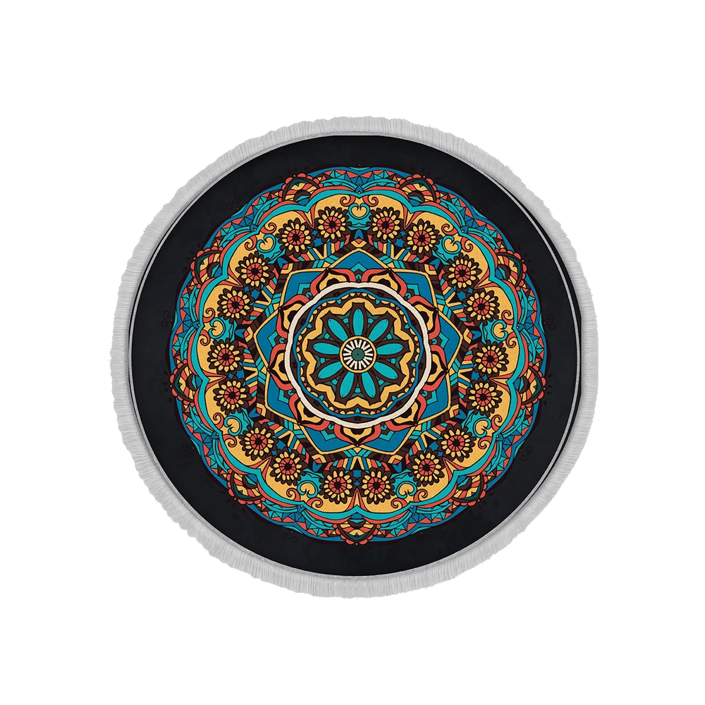 فرش ماشینی گرد هانوکس طرح چشم فیروزه کد IFC.2829.07