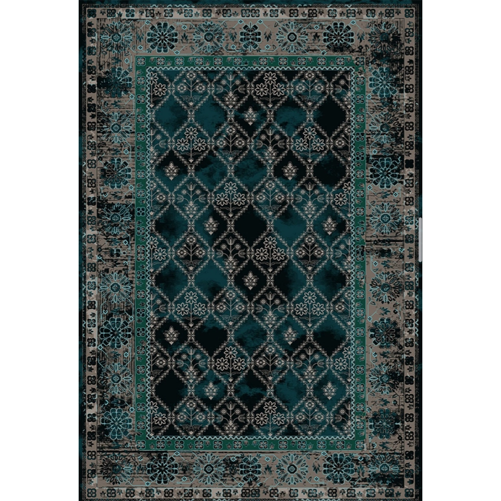 فرش ماشینی مدرن هانوکس طرح لویس سبز کد L336