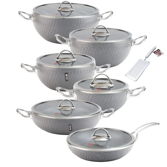 سرویس قابلمه 13 پارچه ام جی اس فورج کد FR08G Gray Mrble