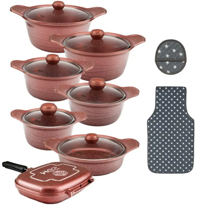 سرویس قابلمه 17 پارچه ام جی اس طرح کره ای D Cherry