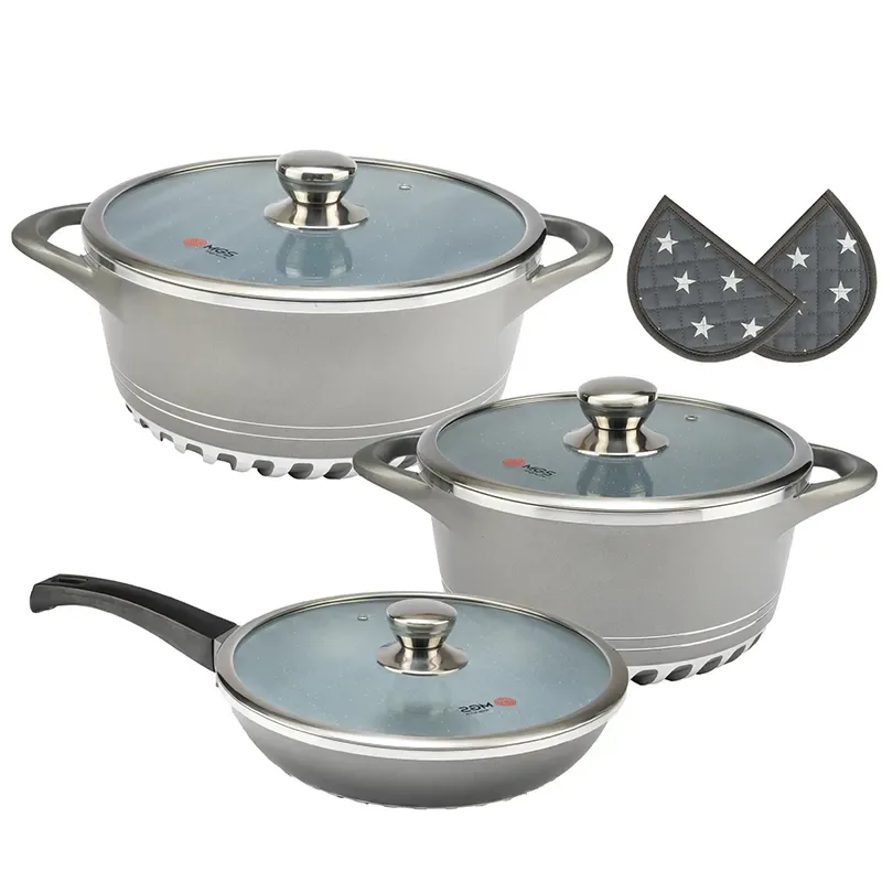 سرویس قابلمه 8 پارچه ام جی اس مدل ایتالیا C Flat Gray