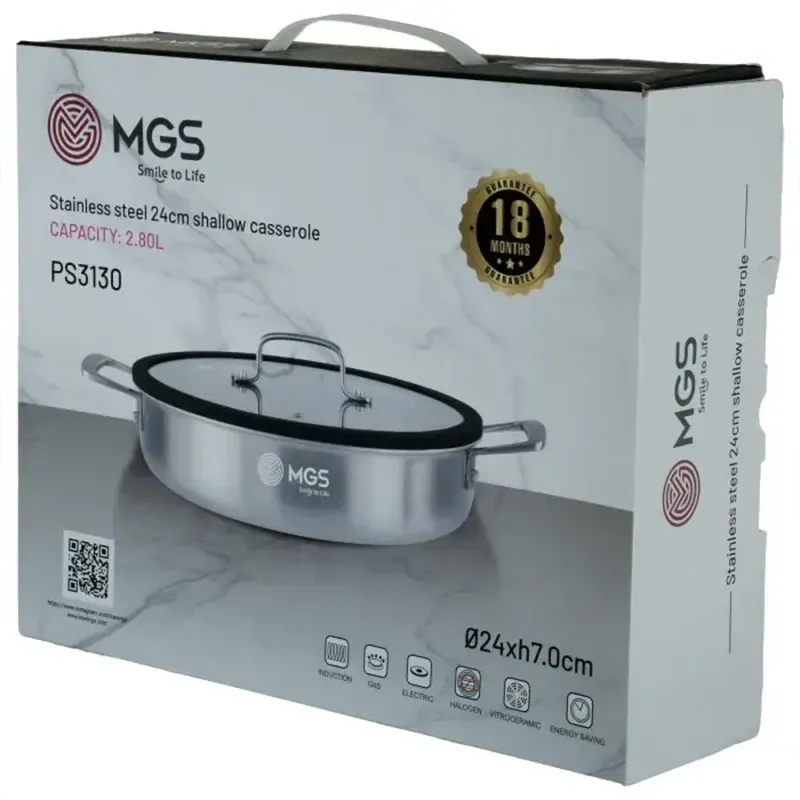 تابه سایز 24 دو دسته استیل ام جی اس مدل PS3130