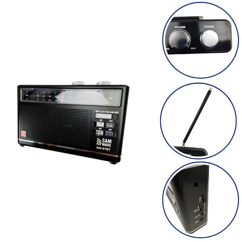 رادیو اسپیکر SAMWAVE کلاسیک مدل SW-91BT بلوتوث‌دار