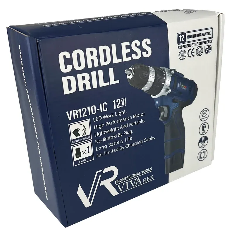 دریل پیچ گوشتی شارژی 12 ولت ویوارکس مدل VR1210-1C تک باتری