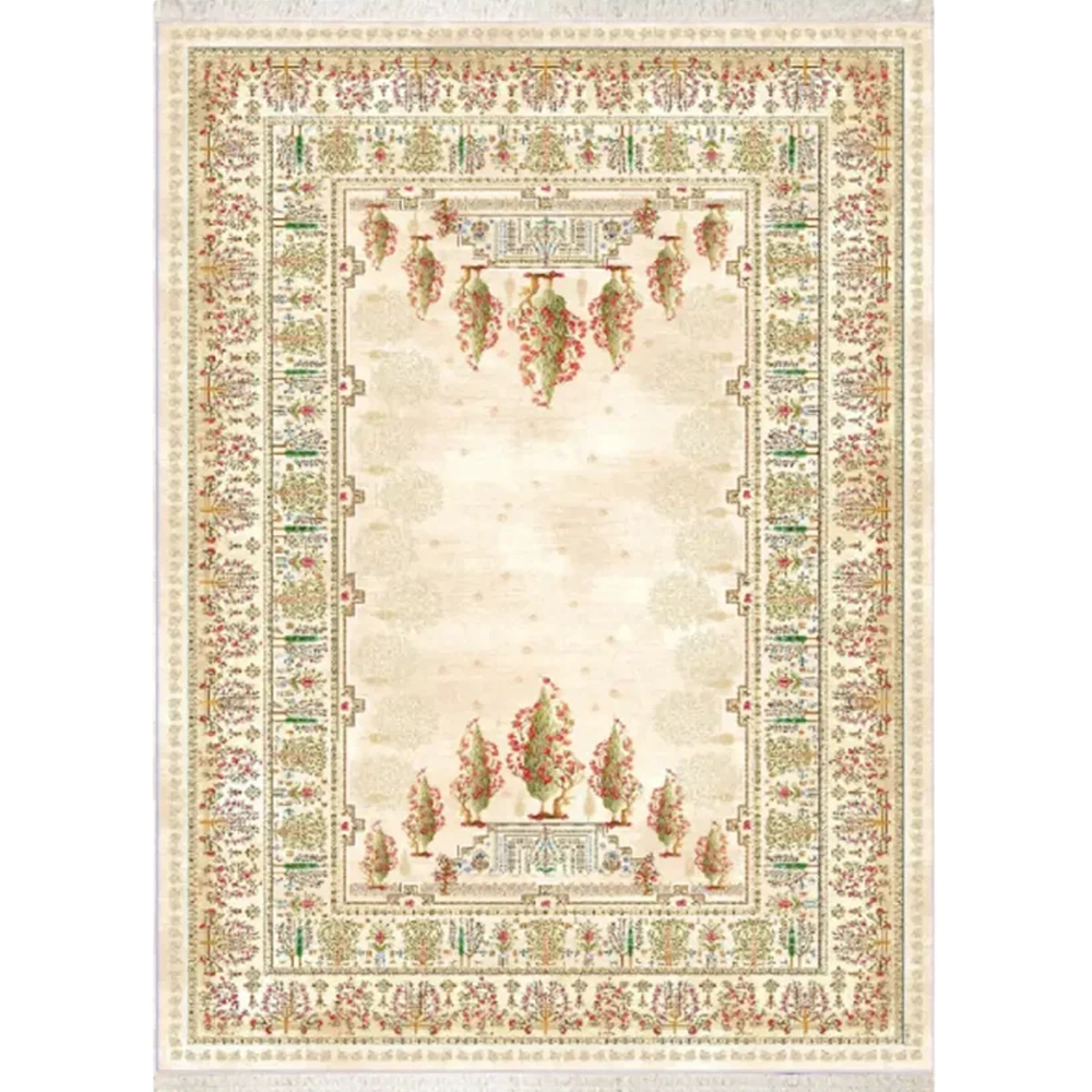 فرش ابریشم نما ماشینی ۱۲۰۰ شانه کد T1063