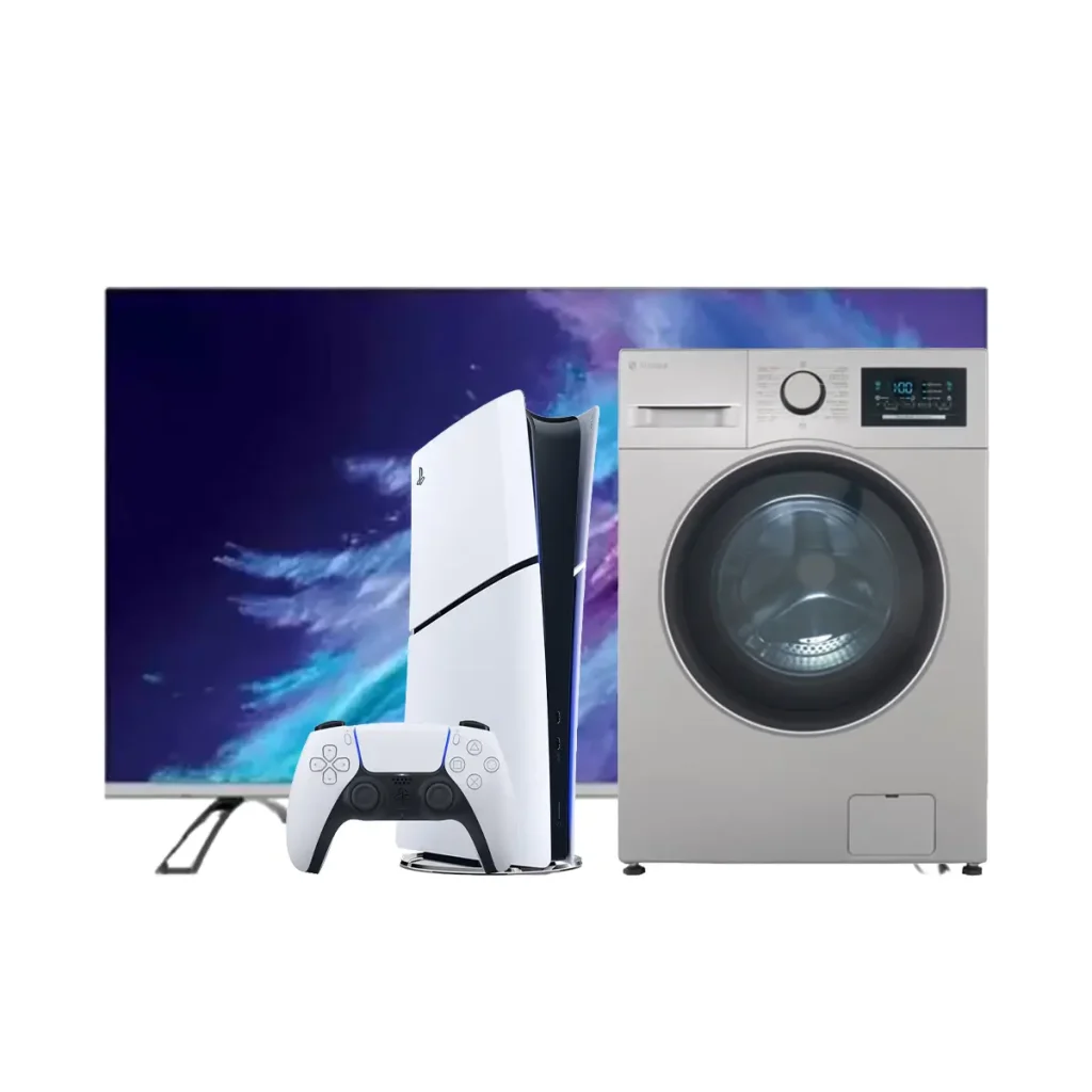 پک ویژه طلایی تلویزیون ال ای دی 50 اینچ برند هوریون همراه کنسول PlayStation 5 Slim - 2116B دیجیتال و ماشین لباسشویی نقرهای اسنوا سری آرین