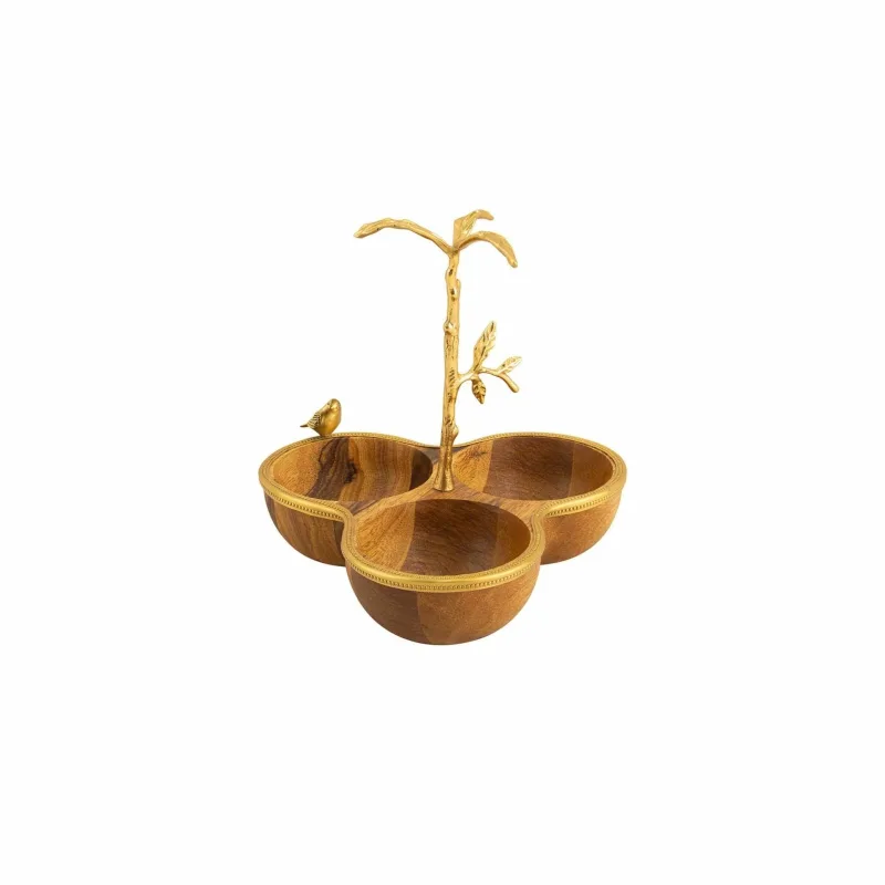اردور خوری چوب و برنج گلدکیش طرح گلدن برد مدل 829521
