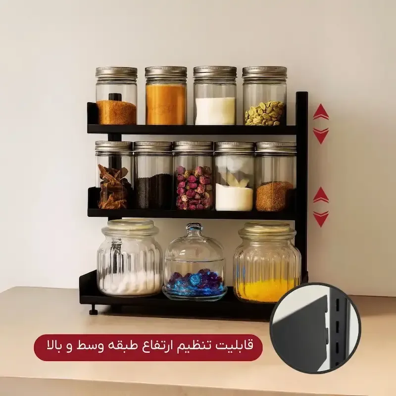 استند فلزی 3 طبقه قابل تنظیم لازا مدل KT-RK-07 Black