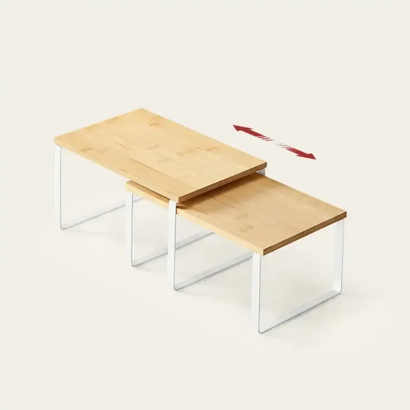 شلف چوبی دو طبقه چند حالته لازا مدل KT-SH-02-WD White