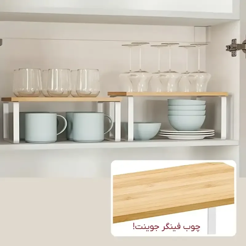 شلف چوبی دو طبقه چند حالته لازا مدل KT-SH-02-WD White