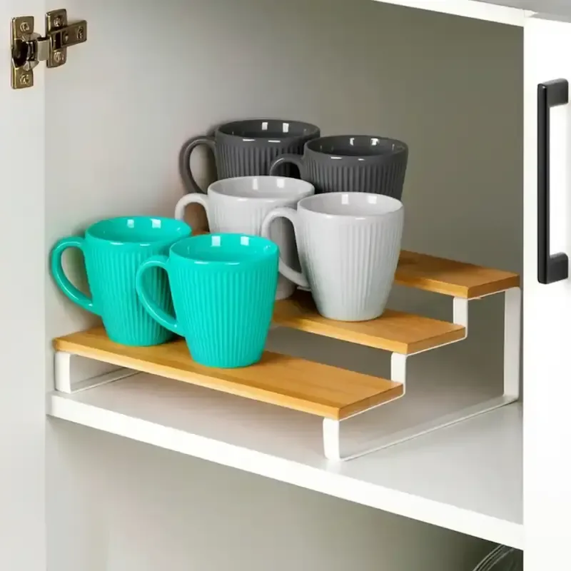 نظم دهنده چوبی پله ای سه طبقه لازا مدل KT-SP-05-03-WD White